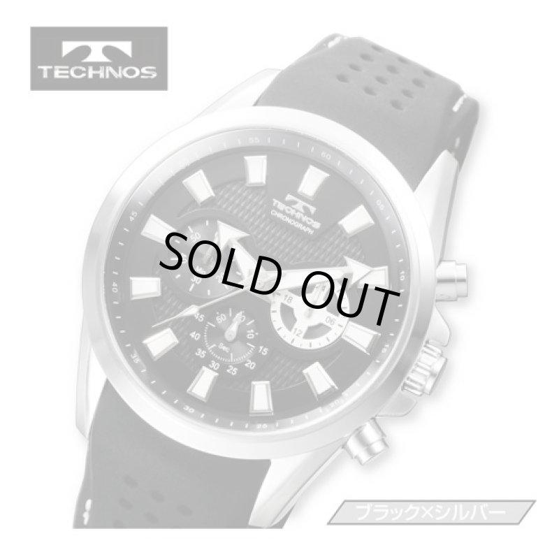 画像2: (送料無料)TECHNOS(テクノス)スポーツクロノ「T6396」(ウレタンベルト/ステッチ入/クロノグラフ/10気圧防水/日本製クォーツ) (2)