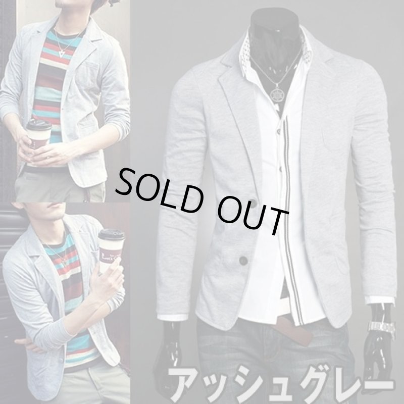 画像2: スマートメンズテーラード風ジャケット2B【アッシュグレー】 (2)