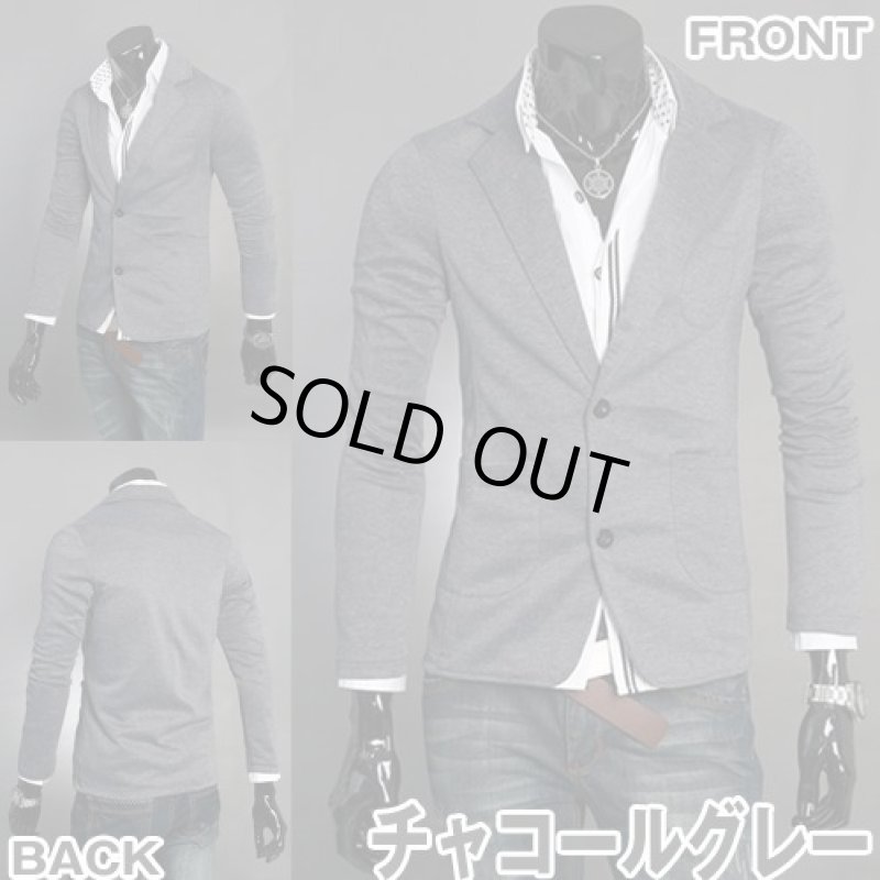 画像2: スマートメンズテーラード風ジャケット2B【ダークグレー】 (2)