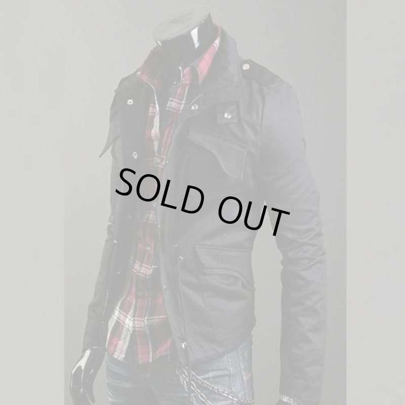 画像2: M-65 STYLE スリムジャケット「ヴィンテージ」(コットン調)【ブラック】 (2)