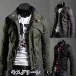 画像1: M-65 STYLE スリムジャケット「ヴィンテージ」(コットン調)【モスグリーン】 (1)