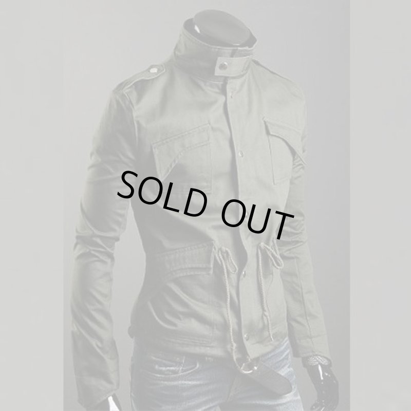 画像2: M-65 STYLE スリムジャケット「ヴィンテージ」(コットン調)【モスグリーン】 (2)