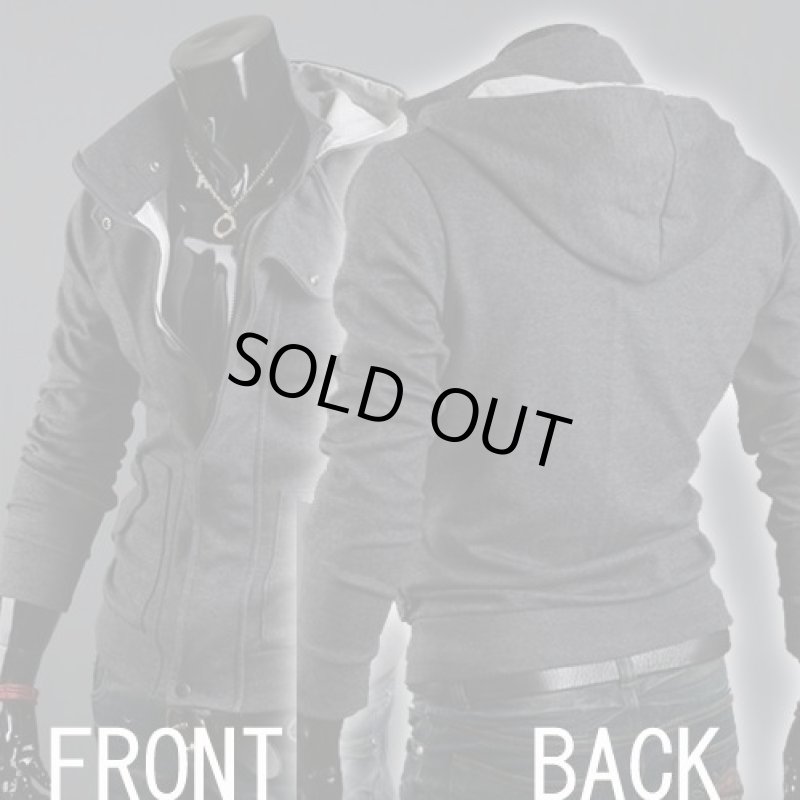 画像2: ダブルフロント・ジャケットパー カー/チャコールグレー/AMT-40(パ ーカー/スリム/メンズ/上着) (2)