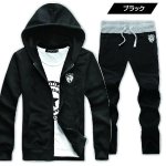 画像2: パフォーマンススタイル・スリムスウェットセットアップ(メンズ/上下セット/ポリエステル/パーカ/ノーリブパンツ/ウエスト切り替え） (2)