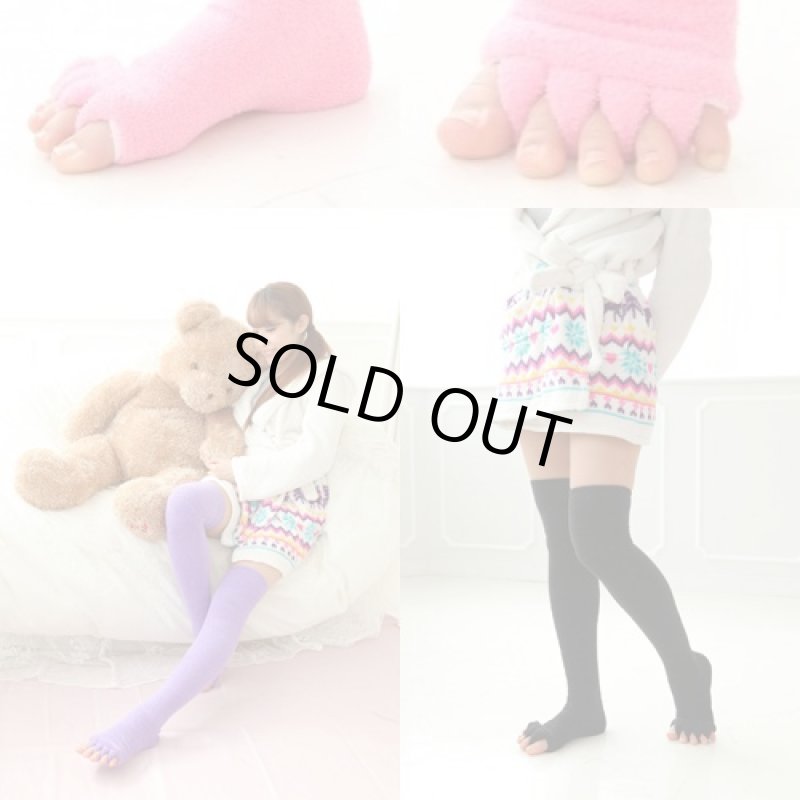 画像3: 激安むくみ解消!足指くつろぎ着圧ソックスロングタイプ（レディース／指先／履くだけでスッキリ／膝上／太ももまで／圧力） (3)