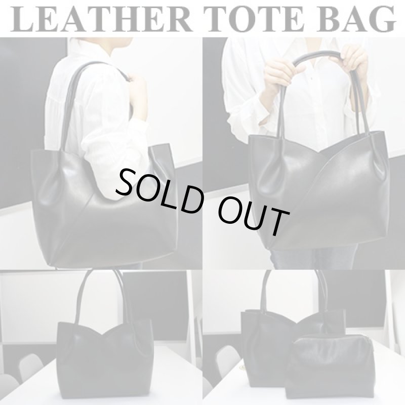 画像3: Flower bloom レザートートバッグ(牛革/本革/牛床革/ブラック/ショルダーサイズ/フラワー/花/開花デザイン/内袋付き) (3)