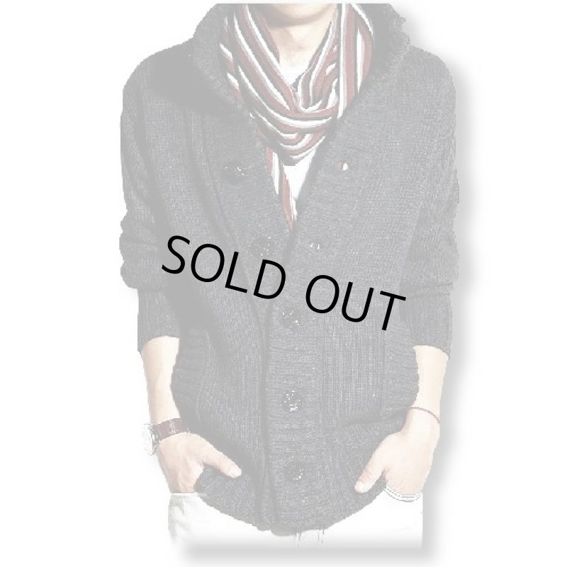 画像2: メンズ長袖ニットジャケット【ブルー】 (2)