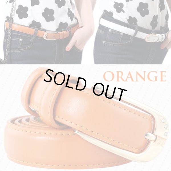 激安 レディースレザーベルト 本革 牛革 牛床革 幅2cm 全長100cm 75 90cm 調節可能 ブラック ホワイト オレンジ ダークブラウン Amt 50