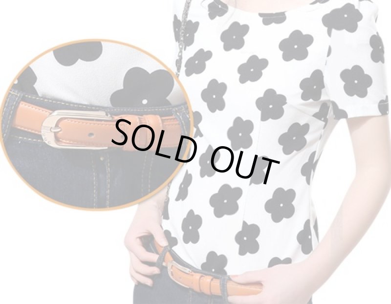 画像5: 激安!!レディースレザーベルト(本革/牛革/牛床革/幅2cm/全長100cm/75〜90cm/調節可能/ブラック/ホワイト/オレンジ/ダークブラウン) (5)