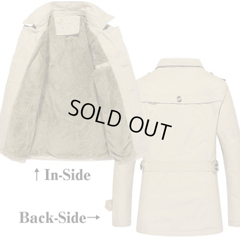 画像5: ソフトボア・コットントレンチコート(裏ボア,ハーフトレンチコート,メンズハーフジャケット,メンズハーフコート,袖中綿入り) (5)