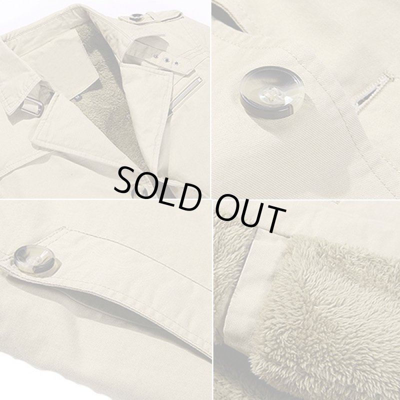 画像6: ソフトボア・コットントレンチコート(裏ボア,ハーフトレンチコート,メンズハーフジャケット,メンズハーフコート,袖中綿入り) (6)