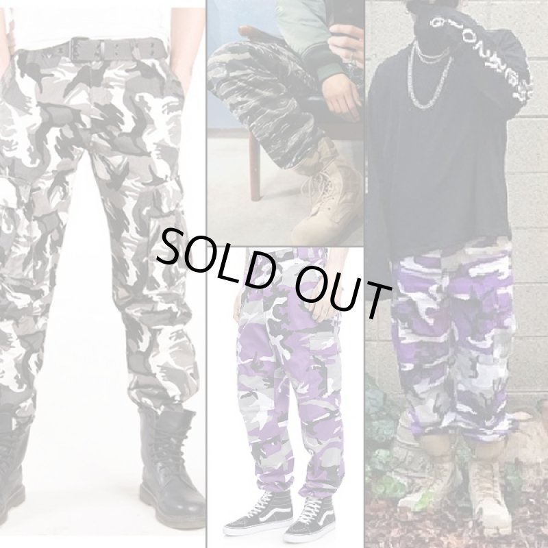 画像4: BDUミリタリーCOOLカーゴパンツ (BDU迷彩カーゴ,カモフラ,6ポケット,アウトドアウェア,ストリート,ミリタリー) (4)