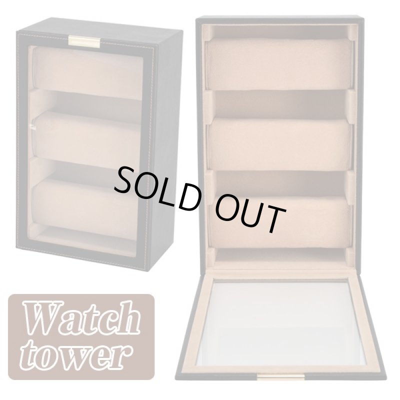 画像4: ウォッチタワー(メンズ,縦型,ウォッチケース,腕時計9本収納,ショーケース,ディスプレイ,ウォッチコレクション,専用クッション付き) (4)