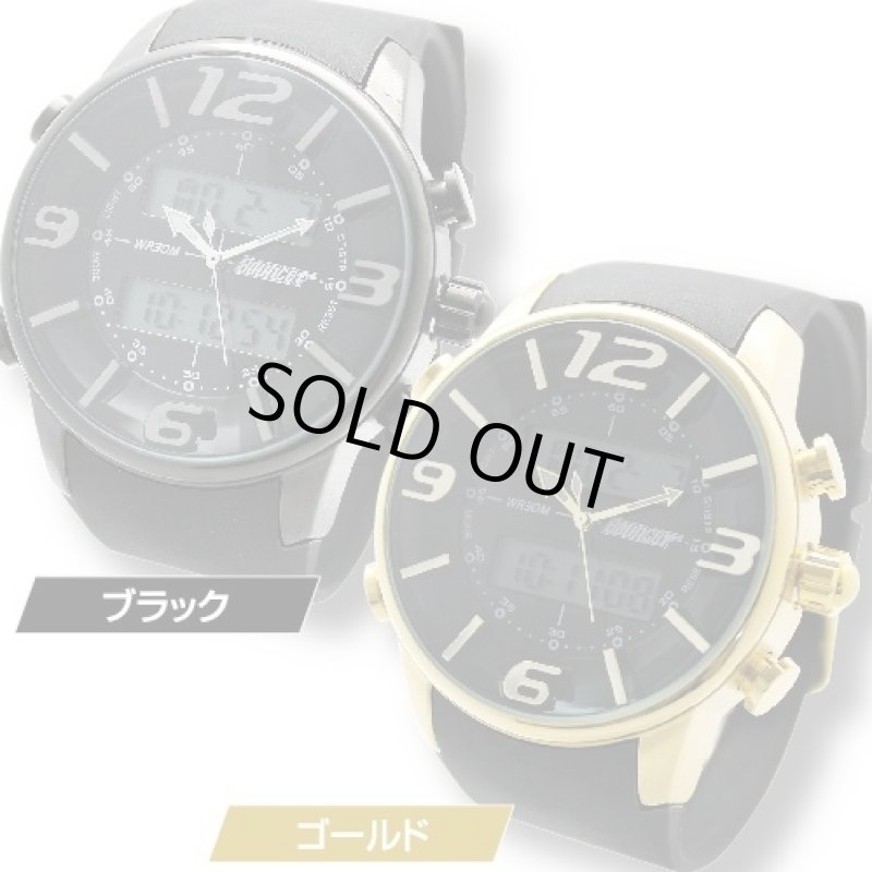 画像2: バウンサーウォッチ2924G（Bouncer/3Dインデックス/アナデジ/メンズ/腕時計/アナログデジタルクォーツ/ELバックライト） (2)