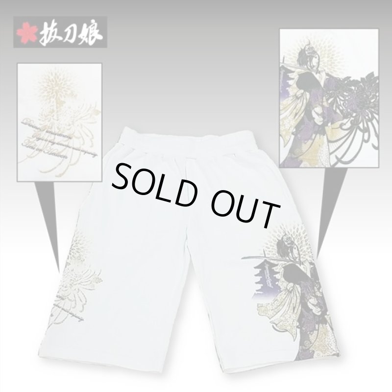 画像3: （送料無料）抜刀娘サマーセットアップ（ばっとうむすめ/メンズ/ノースリーブパーカー/ハーフパンツ/スウェット/綿/コットン/和柄） (3)