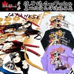 画像1: 抜刀娘ロングTシャツ「真田結愛&伊達穂乃花」(男女兼用,長袖,和柄,ばっとうむすめ,ロンT,真田結愛,伊達穂乃花,コットン,綿,刺繍,プリント) (1)