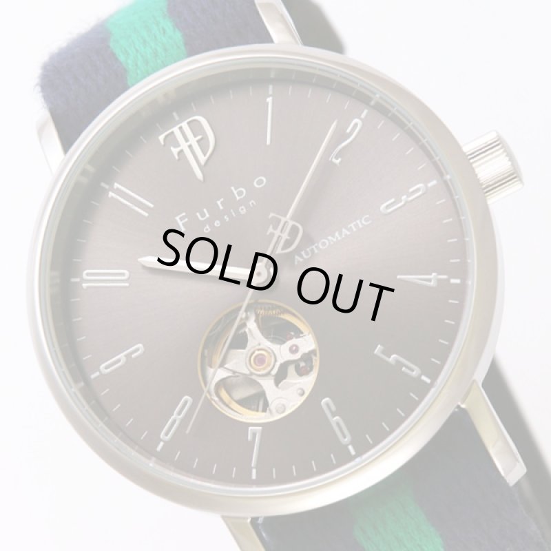 画像2: 送料無料FURBO DESIGN自動巻きメンズウォッチ「F2001」ネイビー×グリーン(フルボ,メンズ,腕時計,機械式時計,5気圧防水) (2)