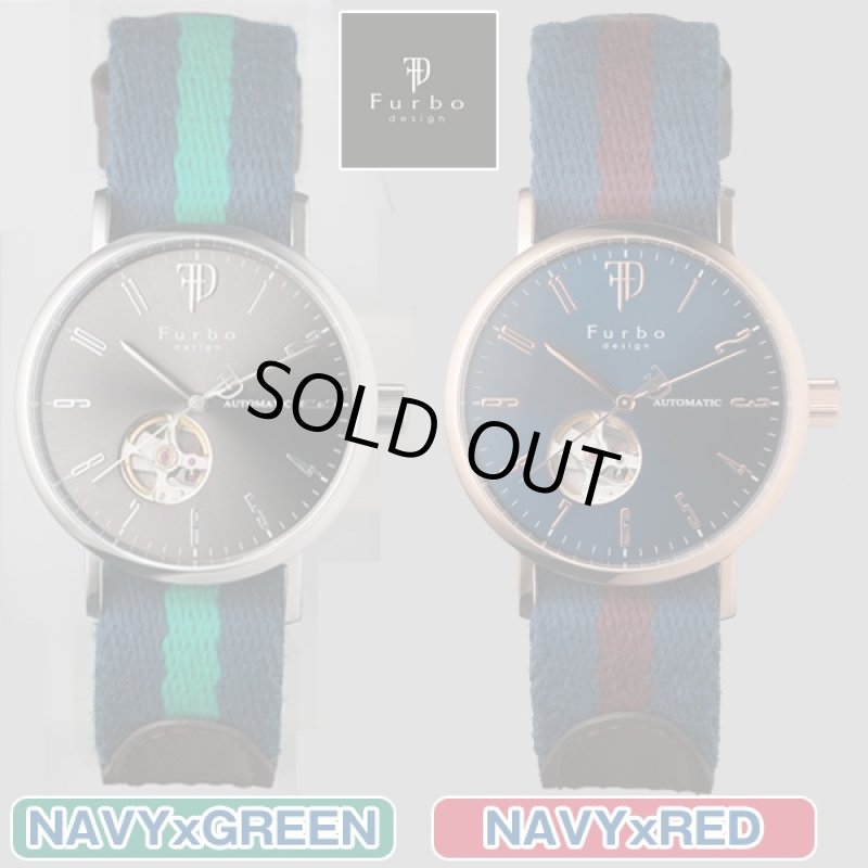 画像5: 送料無料FURBO DESIGN自動巻きメンズウォッチ「F2001」ネイビー×グリーン(フルボ,メンズ,腕時計,機械式時計,5気圧防水) (5)