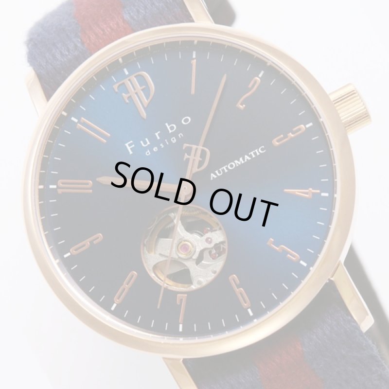 画像2: 送料無料FURBO DESIGN自動巻きメンズウォッチ「F2001」ネイビー×レッド(フルボ,メンズ,腕時計,機械式時計) (2)