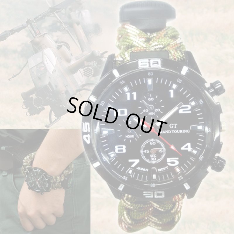 画像3: パラコード・サバイバルウオッチブラックイーグル(ミリタリーウォッチ,サバゲーウォッチ,腕時計,サバイバルギミック搭載腕時計) (3)