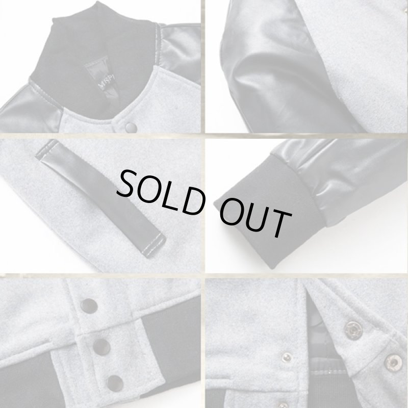 画像3: PUスリーブ・モノトーンスタジャンHD（メンズ/ジャケット/袖切り替え/スタジアムジャンパー/モノトーン） (3)