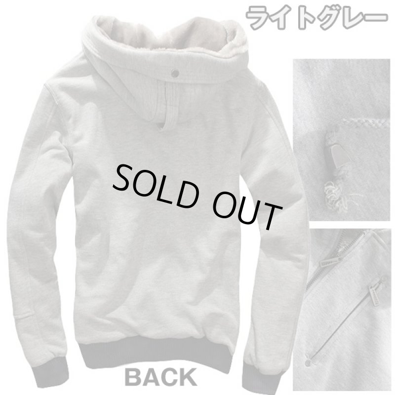 画像3: フラフィボア・デザインパーカー（メンズ/長袖/コットン/ポリエステル/フード付き/インナーボア/ジップアップ/ジャケット風） (3)