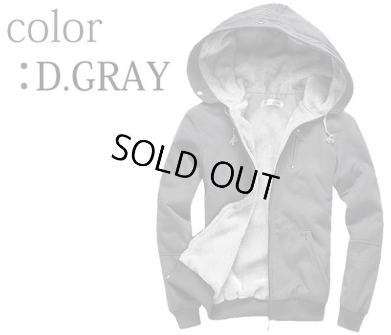 画像5: フラフィボア・デザインパーカー（メンズ/長袖/コットン/ポリエステル/フード付き/インナーボア/ジップアップ/ジャケット風） (5)