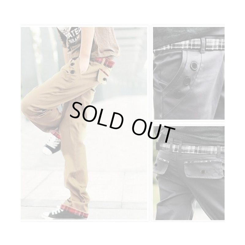 画像5: メンズモード・チェック切り替えパンツ(DSC-Q02-A99,メンズモードチェック切り替え,コットン,裾チェック) (5)