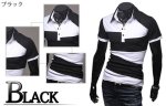 画像2: ホワイトXブラック バイカラーポロシャツ【ブラックネック】（メンズ,半袖,白と黒,カジュアル,WHITE×BLACK,モノトーン) (2)