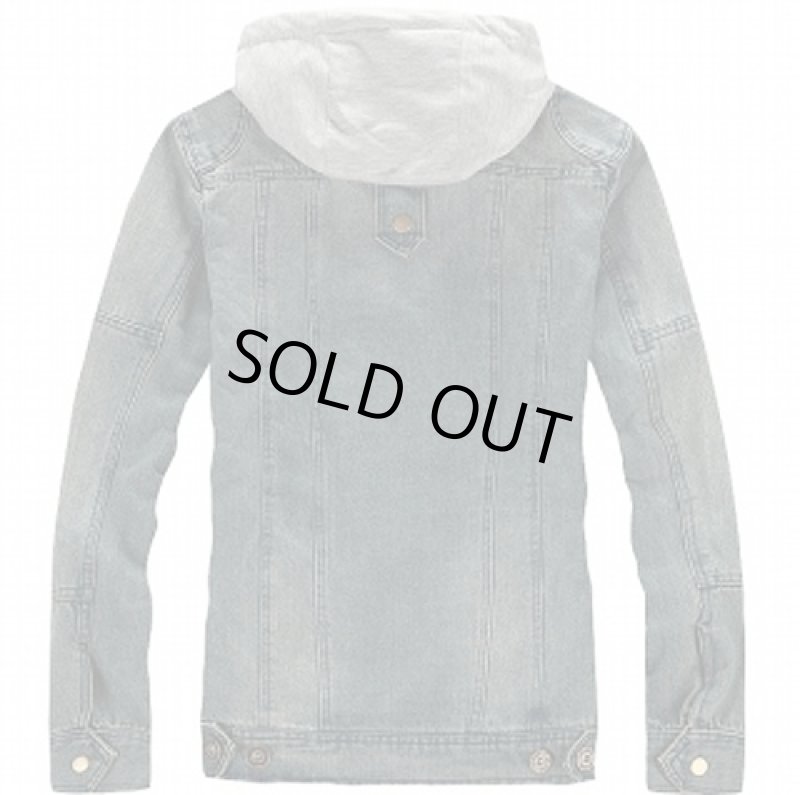 画像4: デニムトラッカージャケット「フードオプションVer.」(ヴィンテージ/ヴィンテージ仕上げ/フード/フード脱着/2way/コットン/) (4)