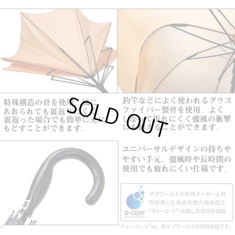 画像2: 耐風骨ジャンプ傘「ストーム」(耐風傘,アンブレラ,8本骨,65センチ,グラスファイバー,男女兼用,雨風,突風,特殊構造,超撥水,テフロン加工) (2)