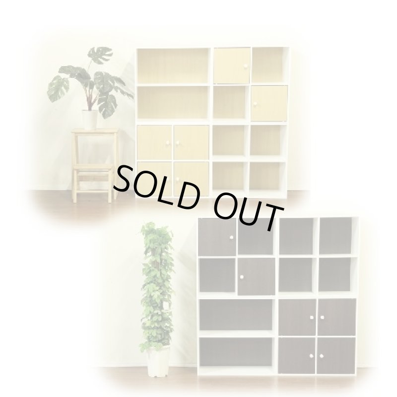 画像2: ユニット家具ワイヤード 扉付2マス+棚付/BR (2)