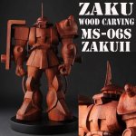 画像1: 機動戦士ガンダムオフィシャル熟練仏師手彫り「木彫シャアザクMS-06S-ZAKU II」 (1)