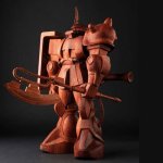 画像2: 機動戦士ガンダムオフィシャル熟練仏師手彫り「木彫シャアザクMS-06S-ZAKU II」 (2)