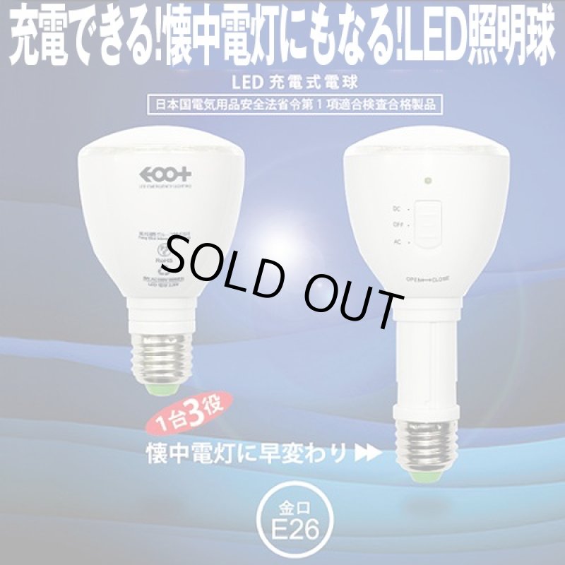 画像2: 充電できる!懐中電灯になる!LED照明球 (1台3役,LED充電式電球,懐中電灯,LEDライト,停電緊急時,防災グッズ,エコ,イオプラス,ソケット,金口E26) (2)