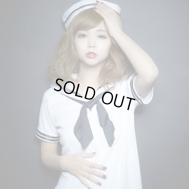 画像2: ハロウィンコスプレ「ダークセーラー」 (コスチューム,セーラー服,ワンピース,帽子,パーティー,水夫風,衣装,レディースハロウィン) (2)