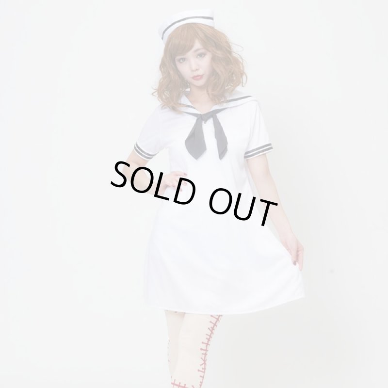 画像3: ハロウィンコスプレ「ダークセーラー」 (コスチューム,セーラー服,ワンピース,帽子,パーティー,水夫風,衣装,レディースハロウィン) (3)