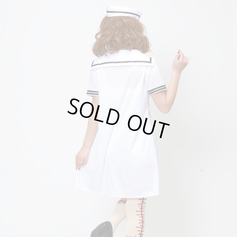 画像4: ハロウィンコスプレ「ダークセーラー」 (コスチューム,セーラー服,ワンピース,帽子,パーティー,水夫風,衣装,レディースハロウィン) (4)