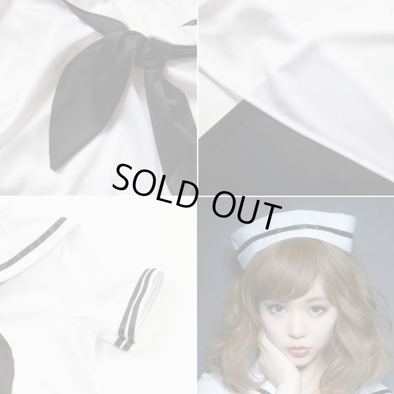 画像6: ハロウィンコスプレ「ダークセーラー」 (コスチューム,セーラー服,ワンピース,帽子,パーティー,水夫風,衣装,レディースハロウィン) (6)