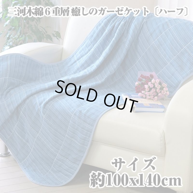 画像6: 三河木綿6重層癒しのガーゼケット「ハーフ」 (夏ギフト,日本製,肌掛け,タオルケット,通気性,保温性,やさしい肌触り,100x140cm) (6)
