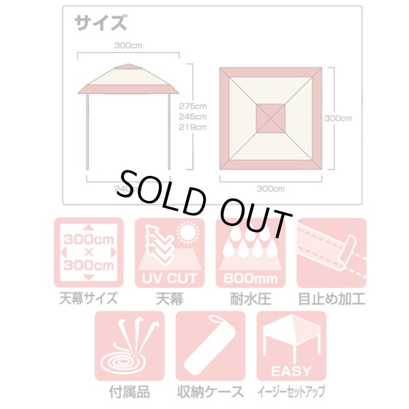 画像5: ワンアクションタープEX300(タープテント.キャンプ,バーベキュー,アウトドア,ワンタッチ組立,UVカット,キャリーバーッグ付) (5)