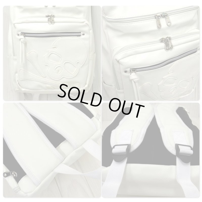 画像3: ダイカットスカルBOXスタイルリュック (男女兼用,髑髏,スクエア,ラックサック,デイパック,海賊,ロック,バッグ,BAG,鞄,レザー調) (3)