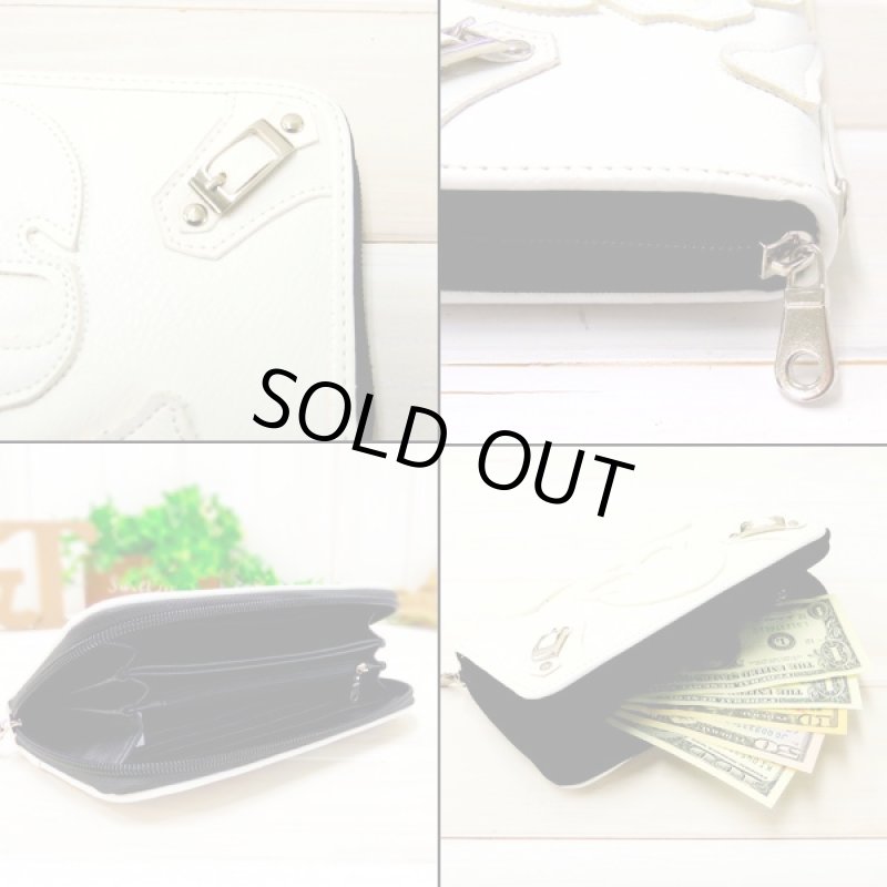 画像2: ダイカットスカルGRANDラウンドウォレット (男女兼用,髑髏,長財布,ラウンドジップ,ロングウォレット,ファスナー,Wバックル,レザー調) (2)