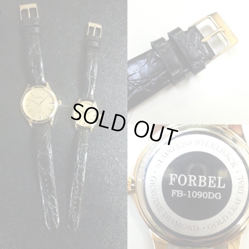 画像5: FORBEL K24ダイヤモンドペアウォッチ高級腕時計(男女ペアウォッチ,フォーベル,24金箔仕様,天然ダイヤモンド,本革製ベルト,日本製ムーブメント) (5)