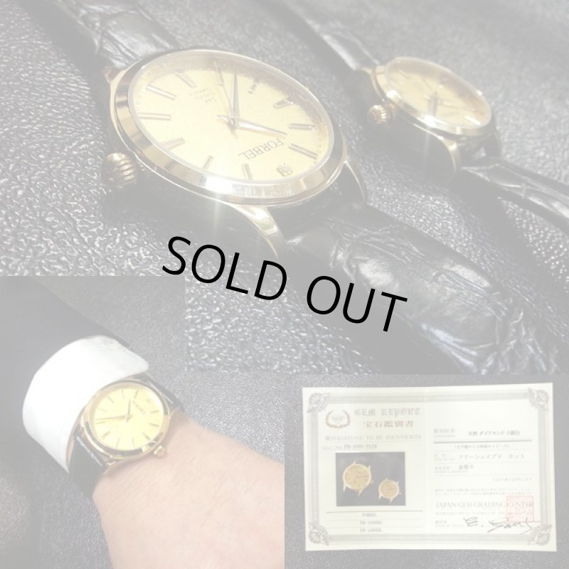 画像6: FORBEL K24ダイヤモンドペアウォッチ高級腕時計(男女ペアウォッチ,フォーベル,24金箔仕様,天然ダイヤモンド,本革製ベルト,日本製ムーブメント) (6)