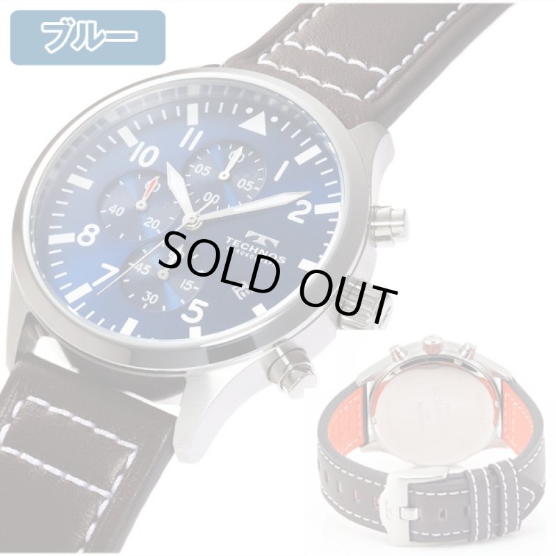 画像4: 送料無料TECHNOS「テクノス」クロノグラフ・エアフィールド・レザーベルト (腕時計,本革ベルト,日本製クォーツ) (4)