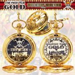 画像1: ワンピースフィルムゴールド懐中時計(ONE PIECE FILM GOLD,ポケットウォッチ,フタ,蓋,透かし彫り,チェーン付き,海賊旗,羅針盤,映画公開記念) (1)