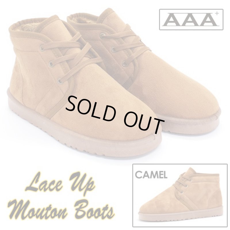 画像4: AAA+レースアップムートンブーツ「NO.2328」(チャッカブーツ,メンズ,ボア,靴,シューズ,キャメル,秋冬, あったかブーツ,もこもこボア) (4)