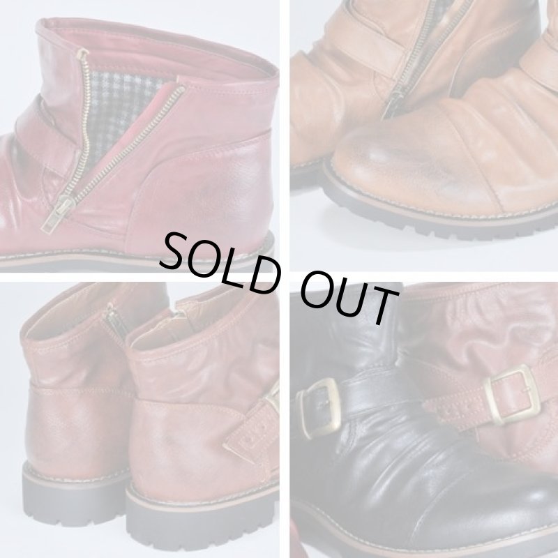 画像3: DEDES サイドZIP ドレープブーツ[No.5111]【ワイン】 (3)