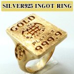 画像4: 送料無料シルバー925インゴットリング(INGOT,GOLD,ゴールド,K18コーティング,アクセサリー,ユリの紋章,馬蹄) (4)